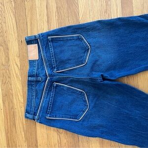 Banana Republic Blue Straight Jeans Leather Accent